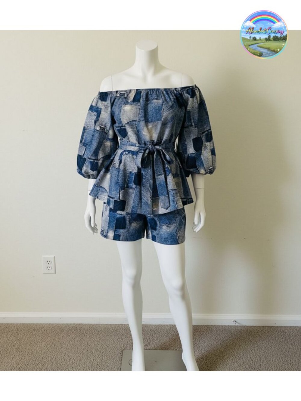 Womens 2 Piece Floral Jumpsuit Romper Off Shoulder 3/4 Sleeve Clubwear